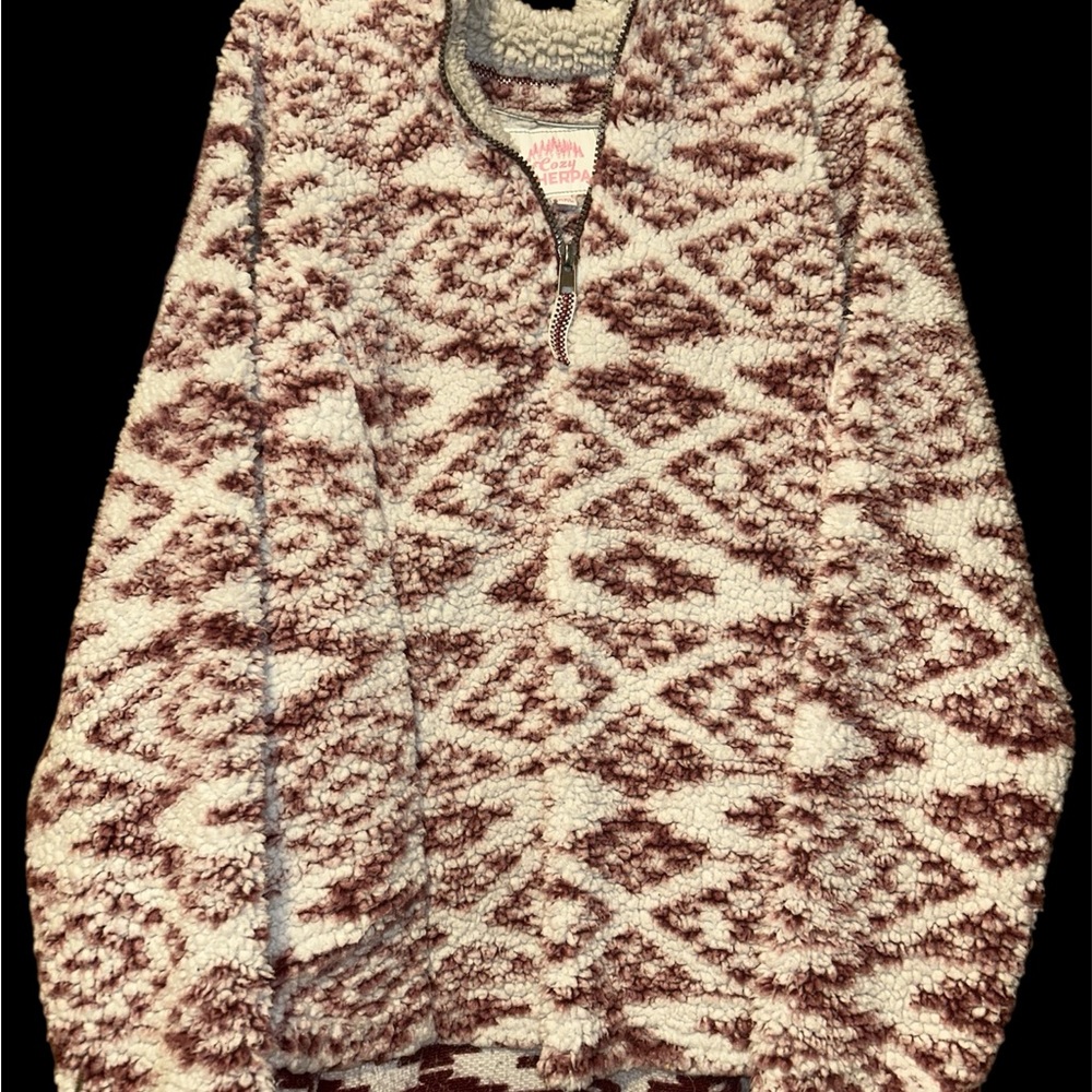 Cozy Textured Pullover - Cream and Brown